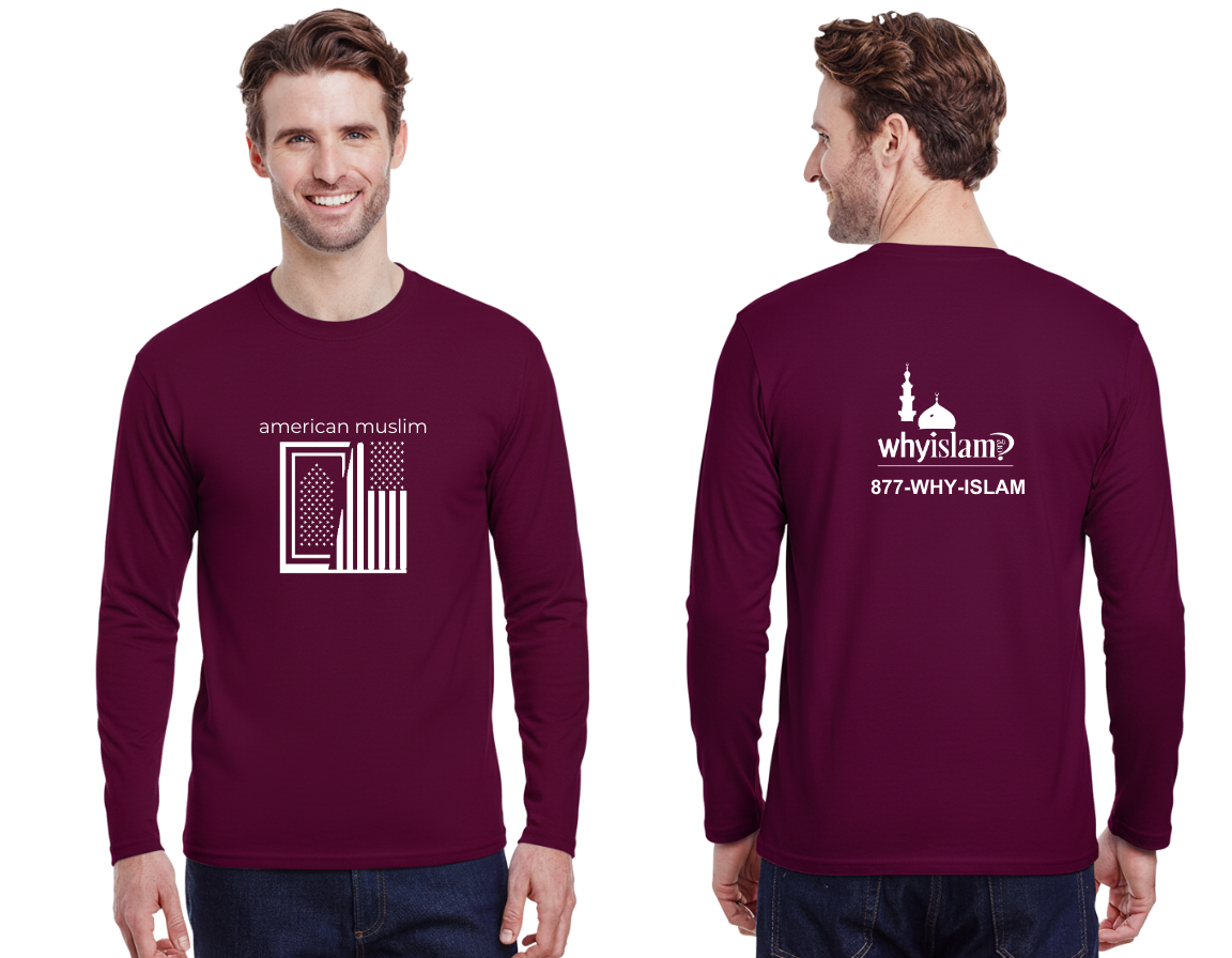 Muslim American T-Shirt - Long Sleeve - Maroon