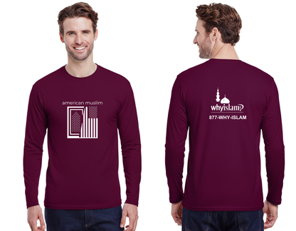 Muslim American T-Shirt - Long Sleeve - Maroon